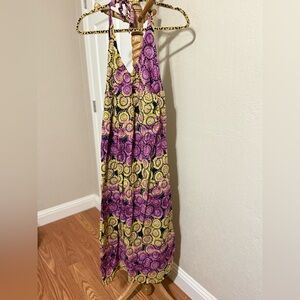 Old Navy Linen Purple Polyester Halter Neck Sleeveless Long Maxi Dress Size S